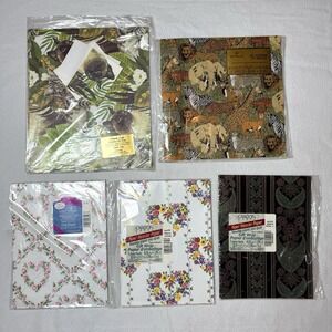 Vintage Gift Wrap Lot of‎ 5 Packs Retro Paisley Cats Safari Animals Floral Heart
